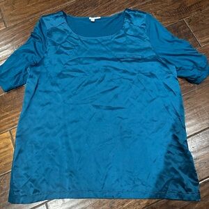 Halogen Teal 100% Silk Blouse